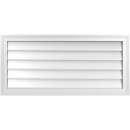 Ekena Millwork Vertical Surface Mount PVC Gable Vnt: Non-Functional, w/2"W x 1-1/2"H, Brickmould Frame, 38"W x 18"H GVPVE38X1802SN